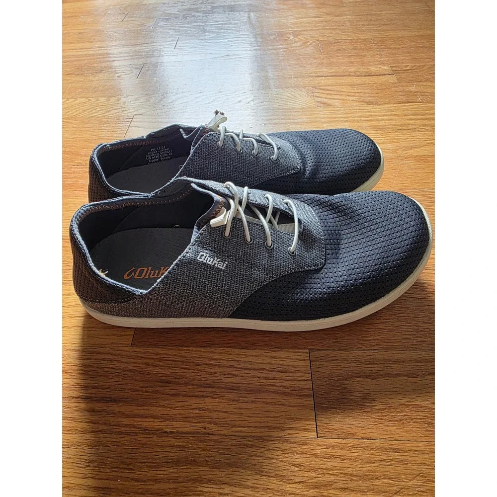 Olukai Nohea Moku Boat Shoe Mens 10 Dark Shadow Gray Outdoor Beach Vacation